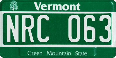 VT license plate NRC063