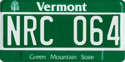 VT license plate NRC064