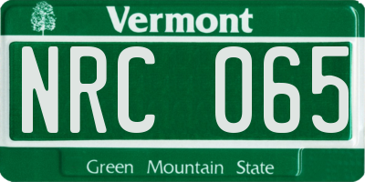 VT license plate NRC065