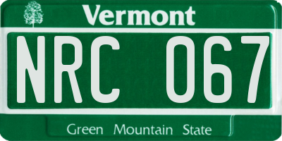 VT license plate NRC067