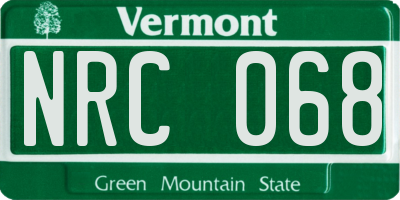 VT license plate NRC068