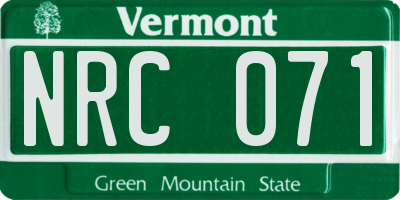 VT license plate NRC071