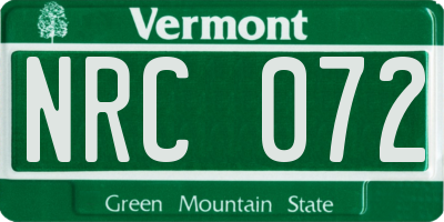 VT license plate NRC072