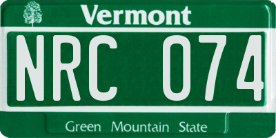 VT license plate NRC074