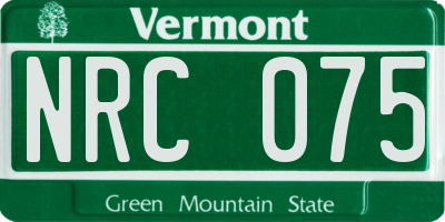 VT license plate NRC075