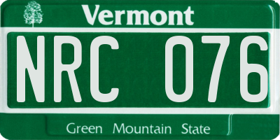 VT license plate NRC076