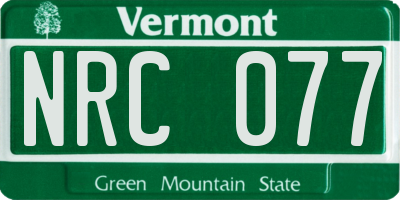 VT license plate NRC077