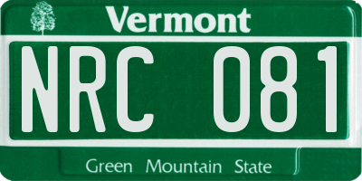 VT license plate NRC081
