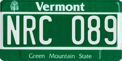 VT license plate NRC089