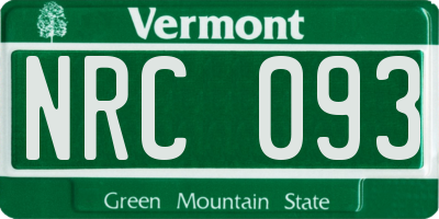 VT license plate NRC093