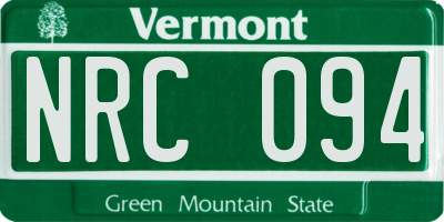 VT license plate NRC094