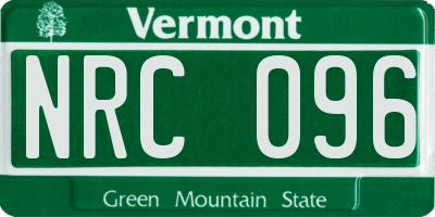 VT license plate NRC096