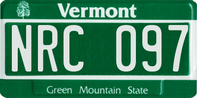VT license plate NRC097