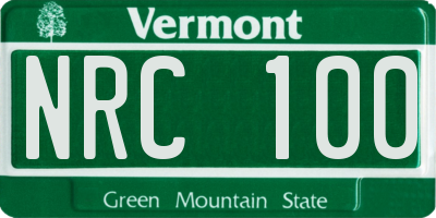 VT license plate NRC100
