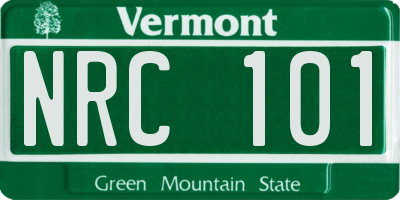 VT license plate NRC101