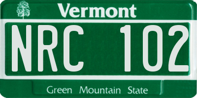 VT license plate NRC102