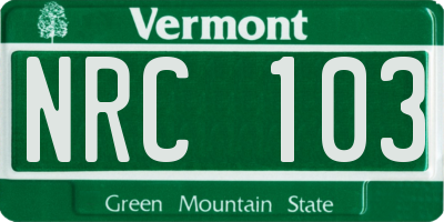 VT license plate NRC103