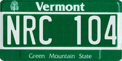 VT license plate NRC104