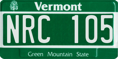 VT license plate NRC105