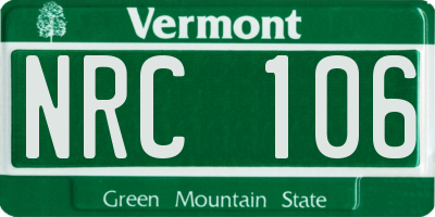 VT license plate NRC106