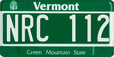 VT license plate NRC112