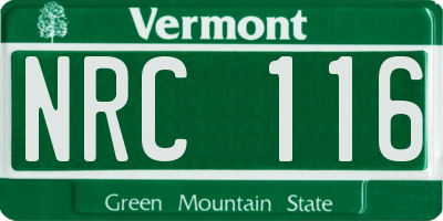 VT license plate NRC116