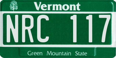 VT license plate NRC117