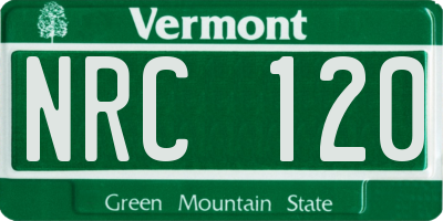 VT license plate NRC120