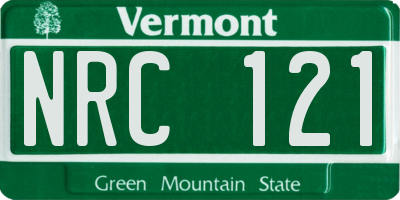 VT license plate NRC121