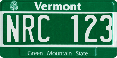 VT license plate NRC123
