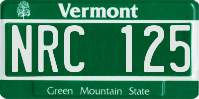 VT license plate NRC125