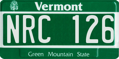 VT license plate NRC126