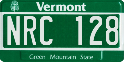 VT license plate NRC128