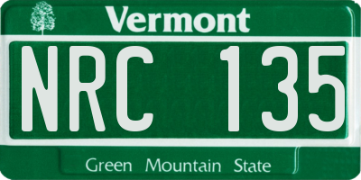 VT license plate NRC135