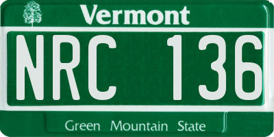 VT license plate NRC136