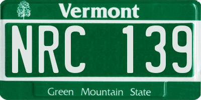 VT license plate NRC139