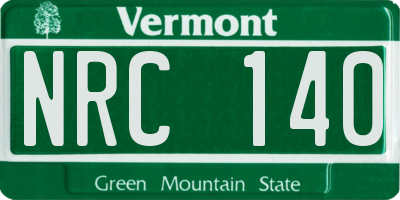 VT license plate NRC140