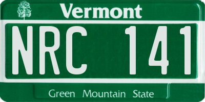 VT license plate NRC141