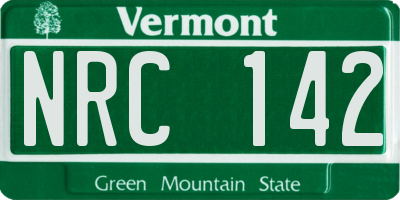 VT license plate NRC142