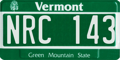 VT license plate NRC143