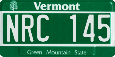 VT license plate NRC145