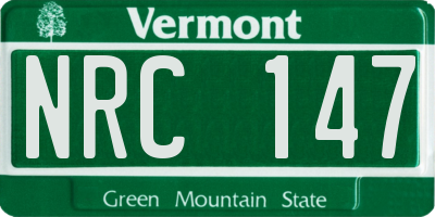 VT license plate NRC147