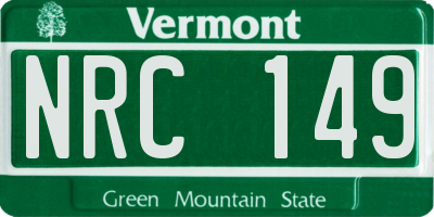 VT license plate NRC149
