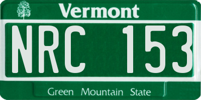 VT license plate NRC153
