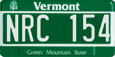 VT license plate NRC154