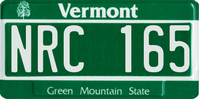 VT license plate NRC165