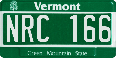 VT license plate NRC166