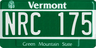 VT license plate NRC175