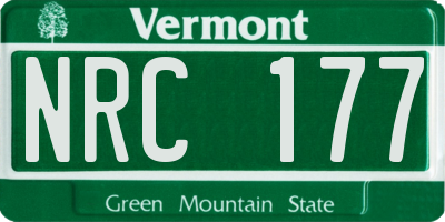 VT license plate NRC177