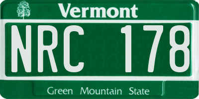 VT license plate NRC178
